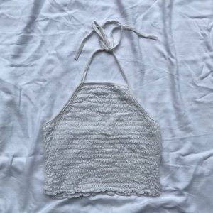 White Halter Stretch Top